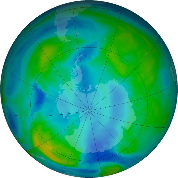 Antarctic ozone map for 30 April 1984